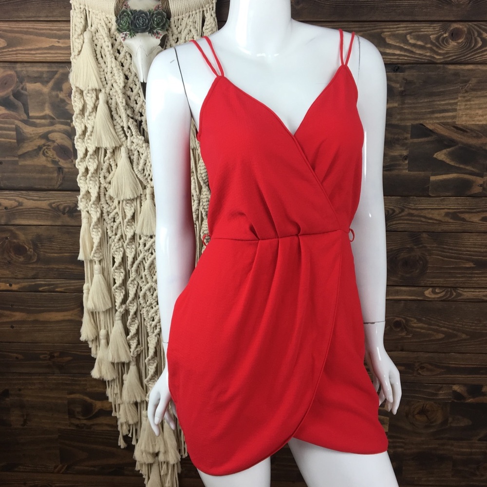 MNG | Faux Wrap Pleated Strappy Dress